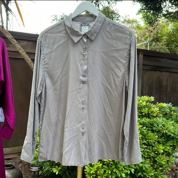 Kristensen du Nord Silk Satin Blouse in Marble - Picture 3 of 6